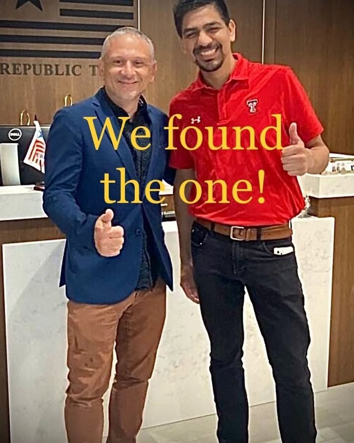 Lorne McMillan and a client giving a thumbs up, with the words We found the one